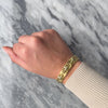 Vintage Italian 14k Yellow Gold Wide Geometric Brushed Textured Link Bracelet - Video showing the piece