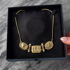 Vintage Italian 14k Yellow Gold Pearl Ruby Etruscan Style Statement Necklace - Video showing the piece