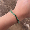 Vintage 14k White Gold 5.35cttw Emerald 1.08cttw Diamond Stunning Tennis Alternating Line Bracelet - Video showing the piece