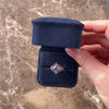 Vintage 10k Yellow Gold 1.37ct Swiss Blue Topaz .63cttw Berry Garnet Sparkling Split Shoulder Halo Ring - Video showing the piece