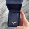 Vintage 18k Yellow Gold 2.57cttw Blue Sapphire Diamond Vivid Scroll Chevron Necklace - Video showing the piece