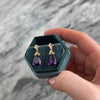 Vintage 14k Yellow Gold 7.13cttw Amethyst Diamond Elegant Pear Drop Dangle Earrings - Video showing the piece