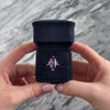 Vintage 10k Rosy Yellow Gold 6.93ct Purple Synthetic Sapphire Chic Oblong Bold Prong Cocktail Ring - Video showing the piece