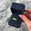 Vintage 18k Yellow Gold Green Chalcedony Artistic Checkerboard Glowing Bezel-Set Wide Band Ring - Video showing the piece