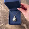 Vintage 14k Yellow & White Gold 4.94ct Opal Diamond Paisley Motif Halo Pendant