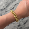 Vintage Italian 14k Yellow Gold Chunky Textured Curb Link Bracelet - Video showing the piece