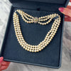 Vintage 18k White & Yellow Gold Pearl Green Beryl Diamond Necklace 17