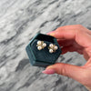 Vintage 14k Yellow Gold Pearl Diamond Luminous Swooping Trefoil Stud Earrings - Video showing the piece
