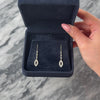 Estate 14k White Gold Diamond Sparkling Navette Drop Threader Dangle Earrings - Video showing the piece