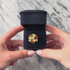 Vintage 18k Yellow Gold Diamond Tall Guilloché Enamel Petal Ring 6.25