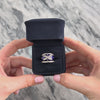 Vintage 18k White Gold Diamond Domed Blue Enamel Criss-Cross Band Ring - Video showing the piece