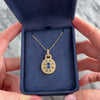 Vintage 14k Yellow Gold 1.36cttw Blue Sapphire Diamond Love Lock Pendant