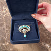 Antique Victorian 14k Yellow Gold 3.98cttw Turquoise Diamond Striking Scroll Dangle Slide Pendant - Video showing the piece