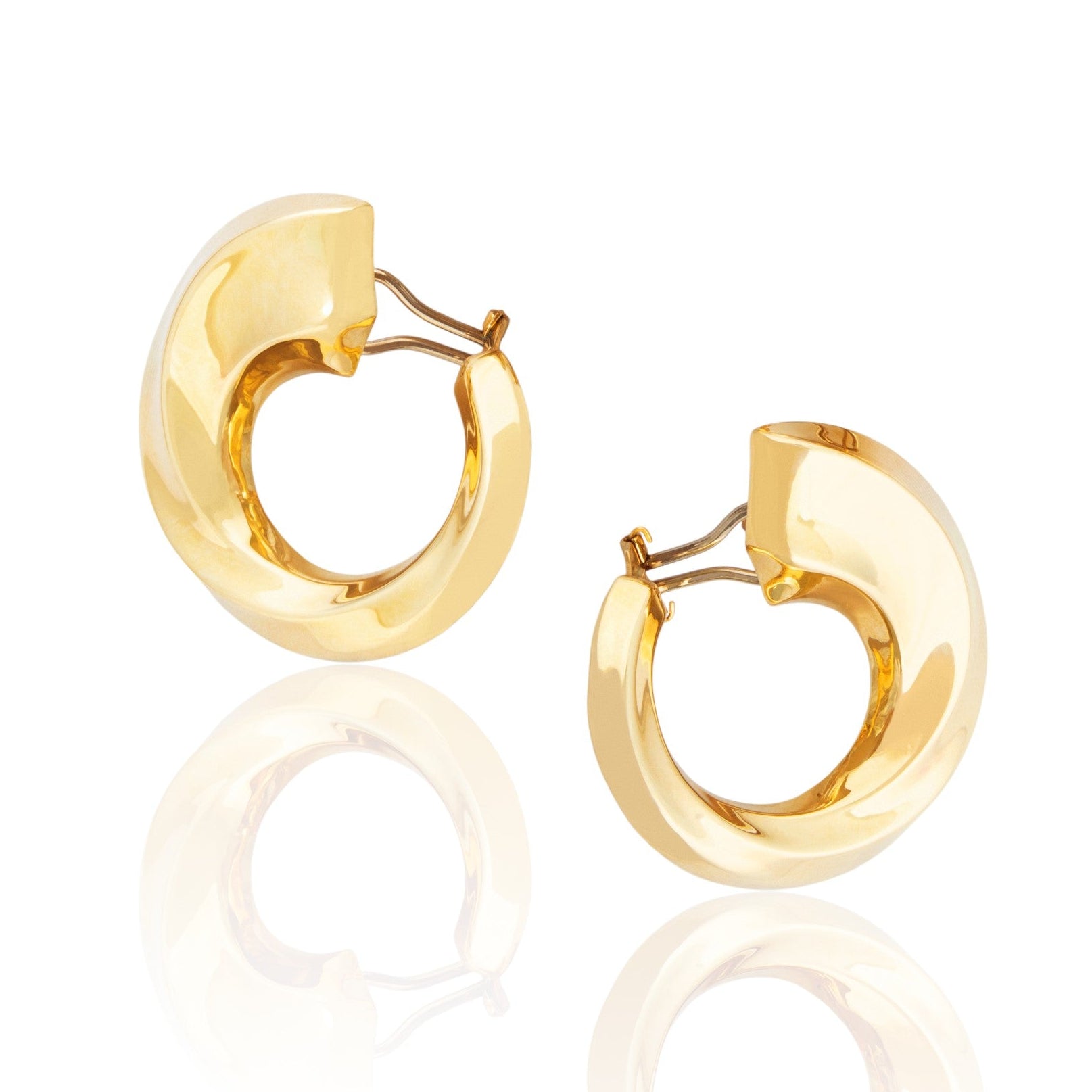 Vintage Italian Large 14k Yellow Gold Bold Twisted Loop Statement Earrings
