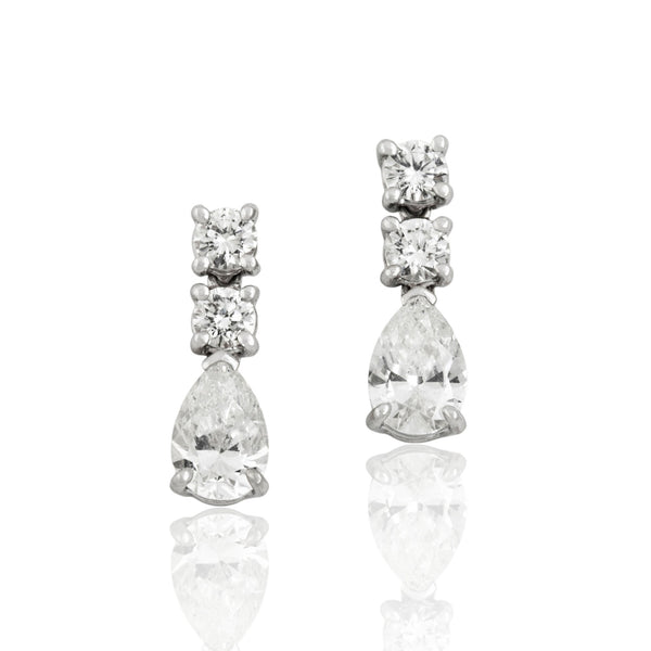 Vintage 14k White Gold 1.262cttw Diamond Brilliant Mixed-Cut Dangle Earrings